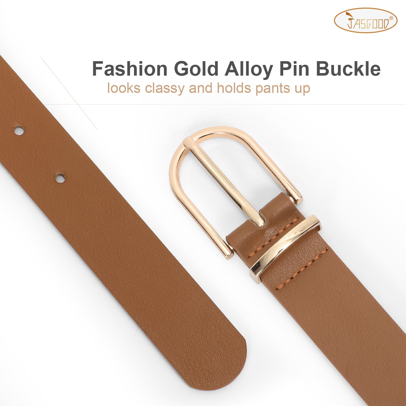 JASGOOD 3 Pack Women’s Leather Belts for Jeans Pants Fashion Ladies Belt with Gold Buckle - JASGOOD OFFICIAL