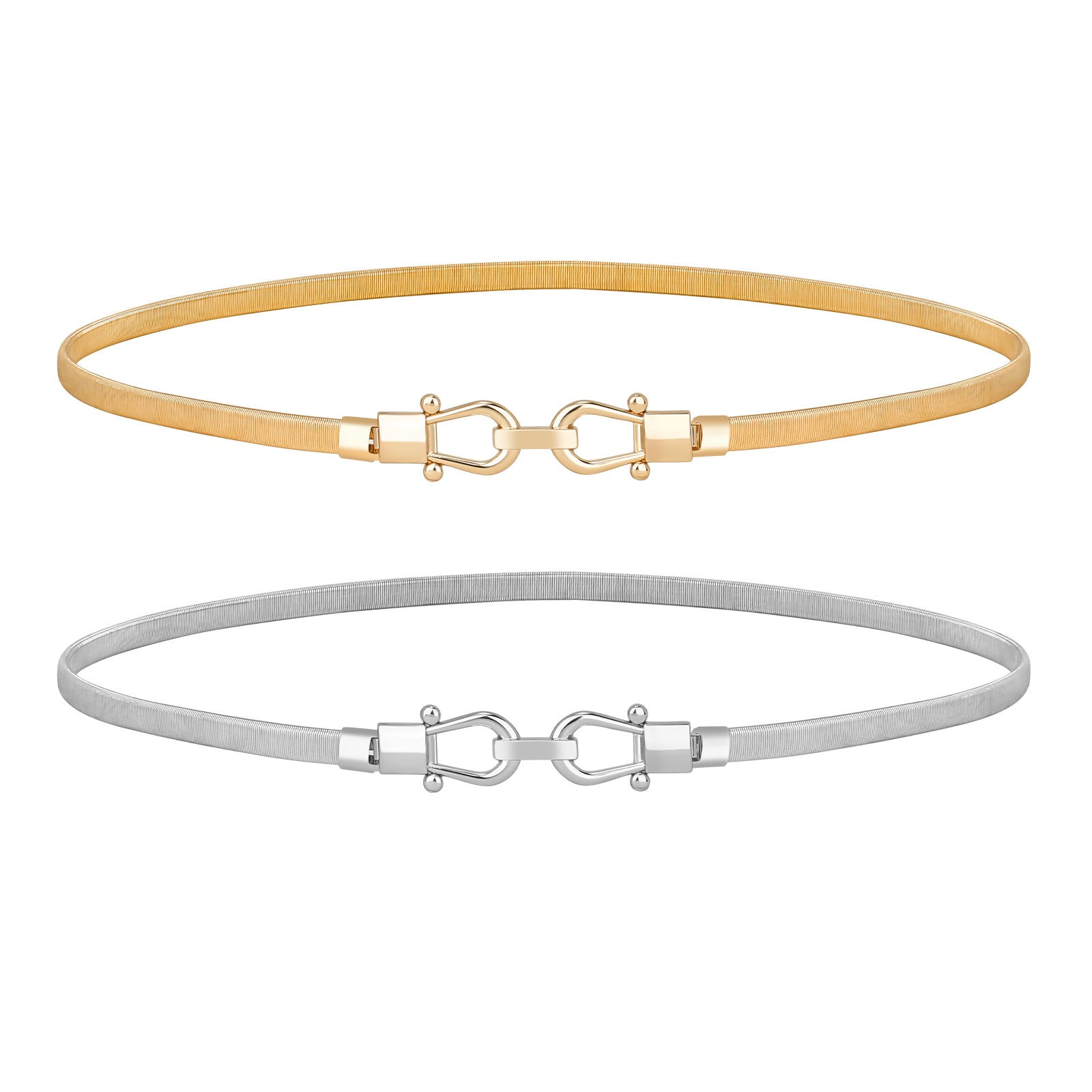 JASGOOD Skinny Metal Waist Belt for Dress Fashion Waistband Elastic Metal Chain Belt - JASGOOD OFFICIAL