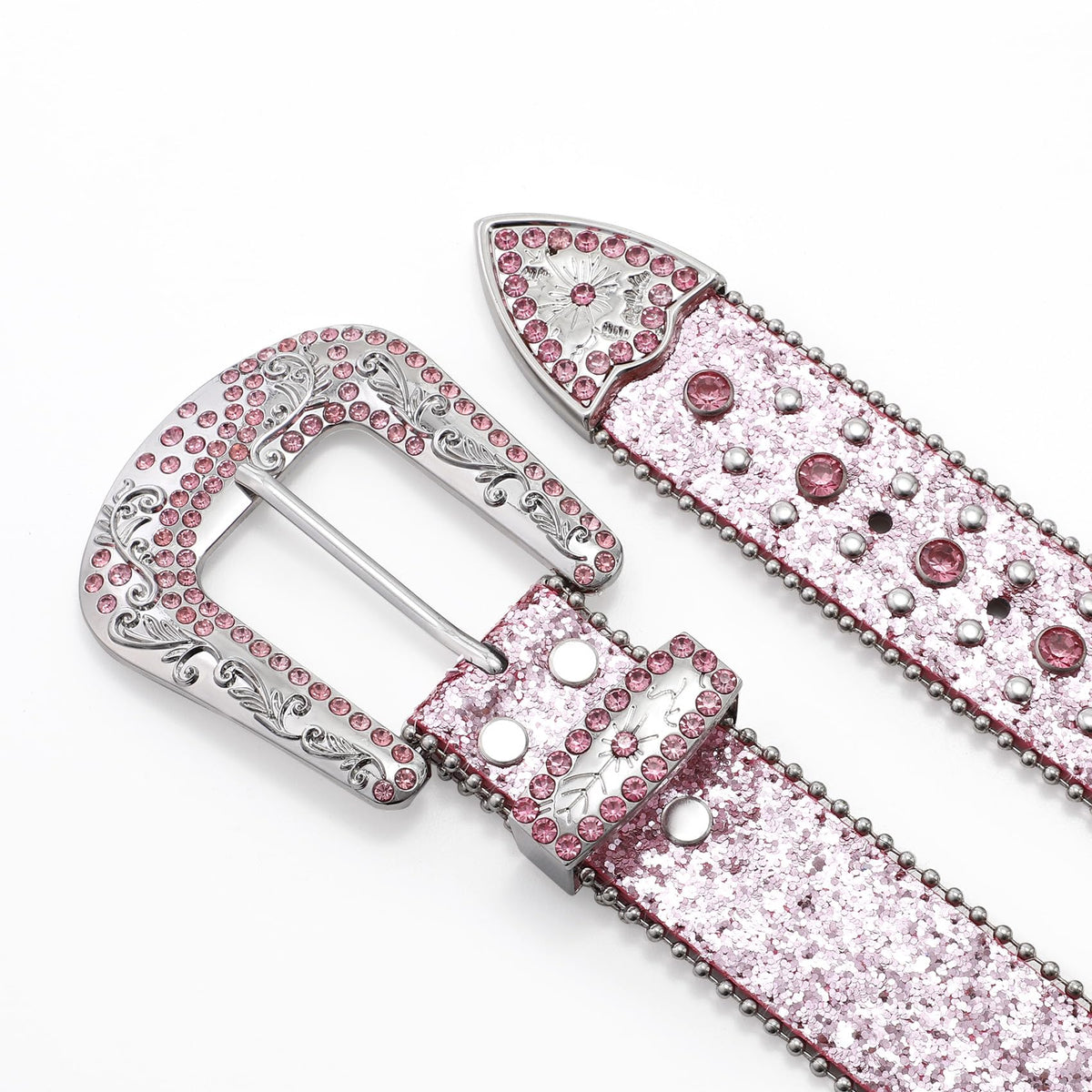 Rhinestone Studded Belt With Cross Crown - JASGOOD OFFICIAL