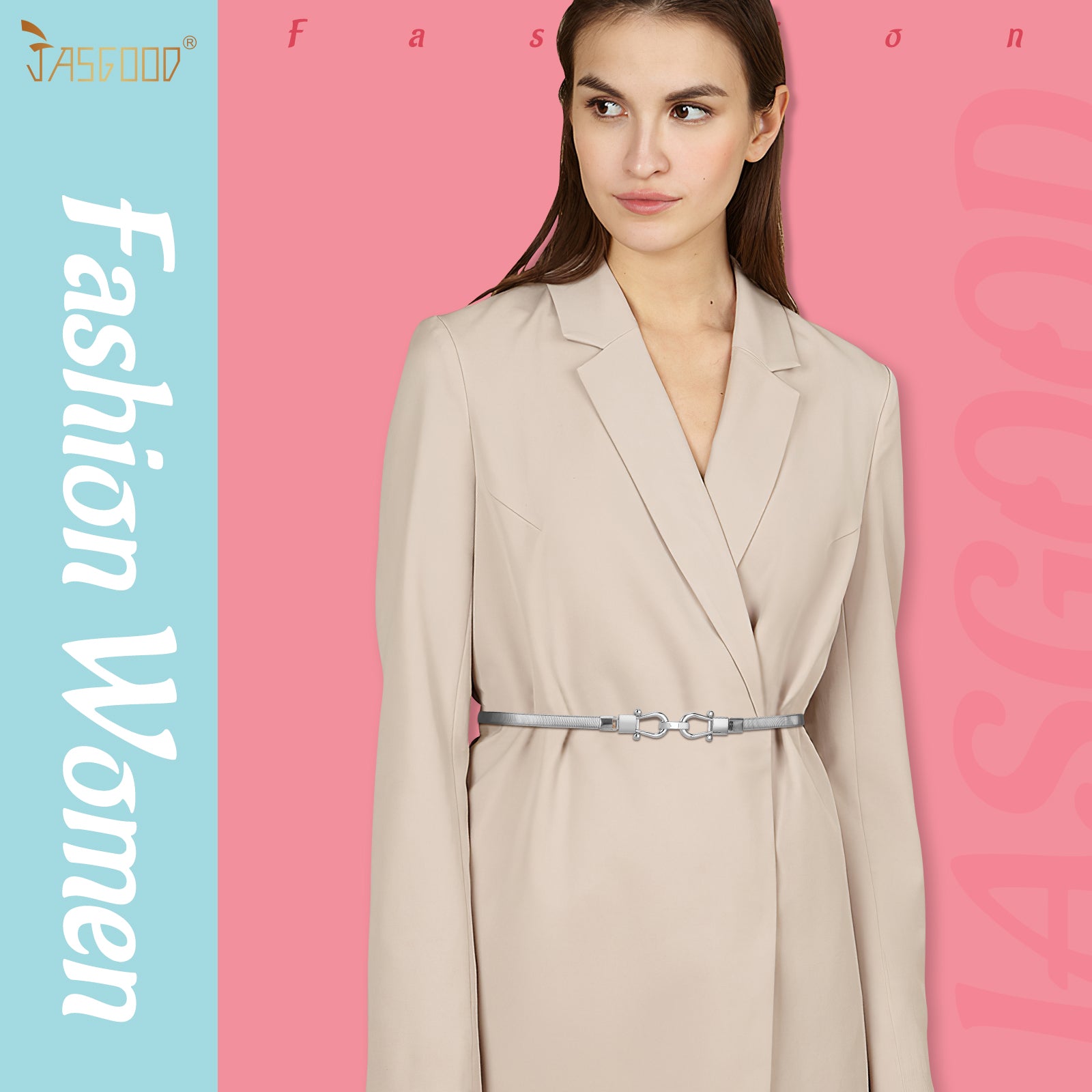 JASGOOD Skinny Metal Waist Belt for Dress Fashion Waistband Elastic Metal Chain Belt - JASGOOD OFFICIAL