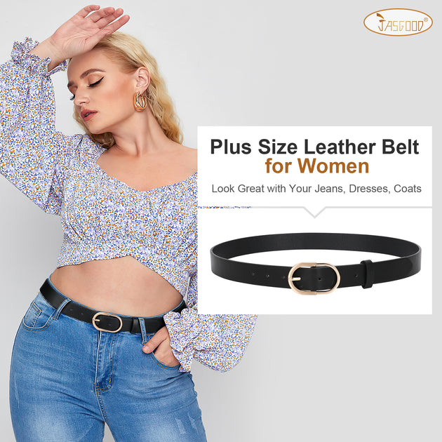 Jasgood Women Leather Belt Black Waist Belt for Jeans Pants Dresses, Women's, Size: Medium
