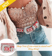 Rhinestone Belt for Men Women Western Cowboy Cowgirl Bling Studded Leather Belt for Jeans Pants