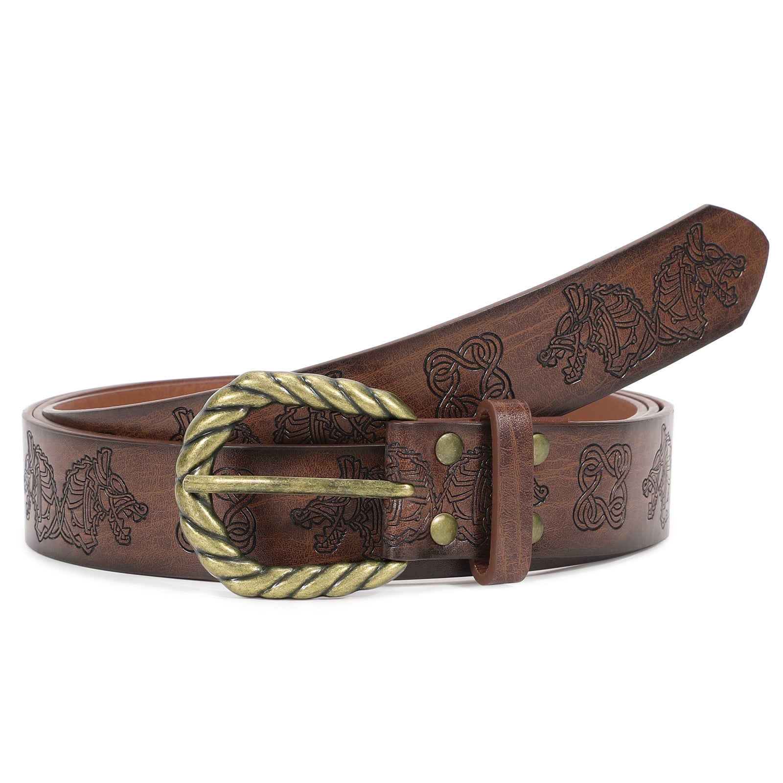 Leather Ratchet Dress Belt for Men Double Prong Leather Belt Heavy Duty Belt for Men - JASGOOD OFFICIAL