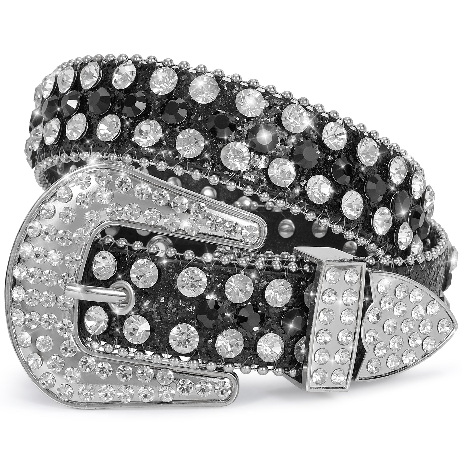 Kids Fashion Rhinestone Shiny Crystal Studded Leather Belts - JASGOOD OFFICIAL