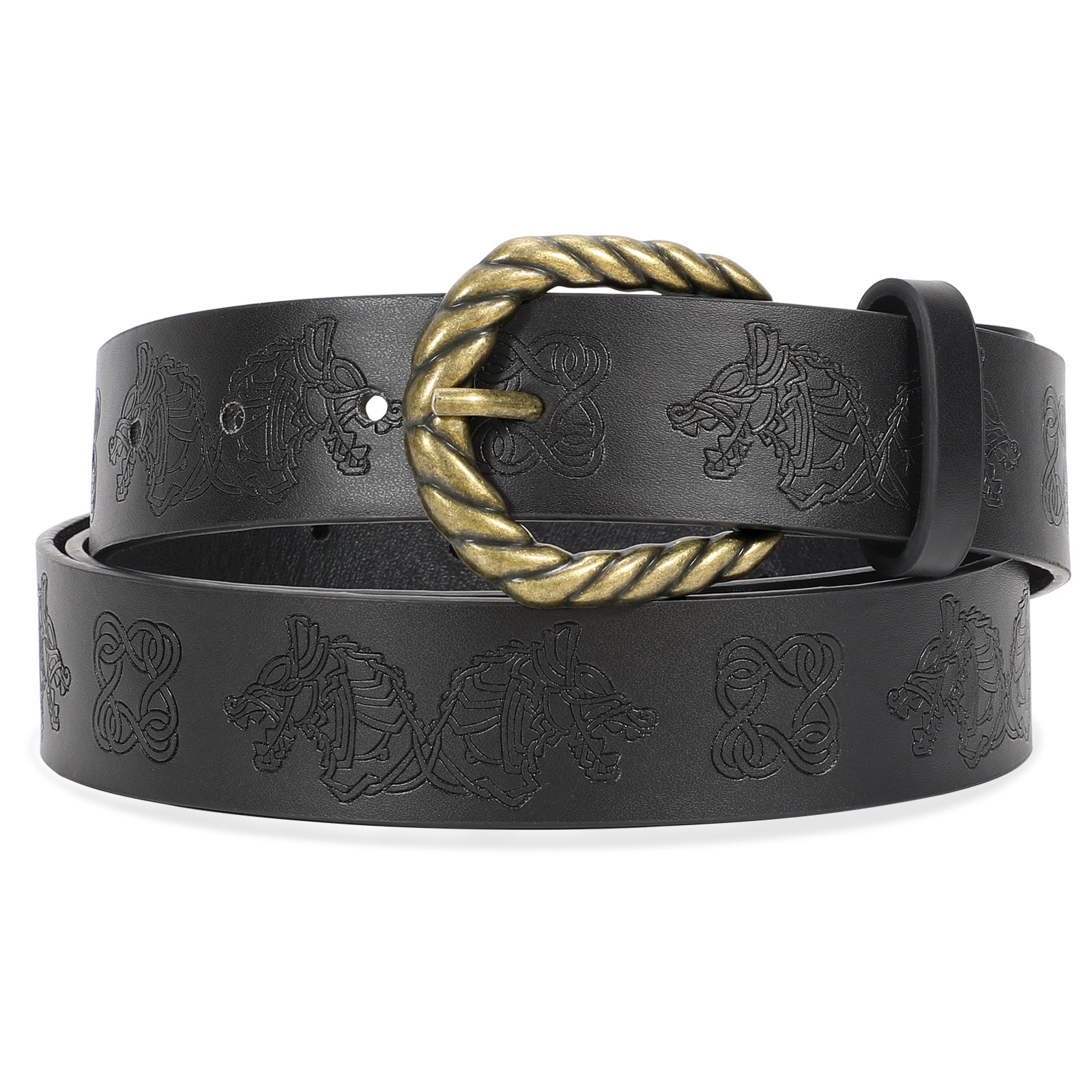 Leather Ratchet Dress Belt for Men Double Prong Leather Belt Heavy Duty Belt for Men - JASGOOD OFFICIAL