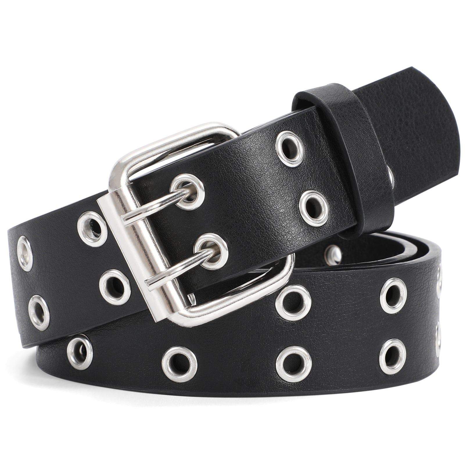 Kids Double Grommet Pu Leather Studded Holes Belt - JASGOOD OFFICIAL