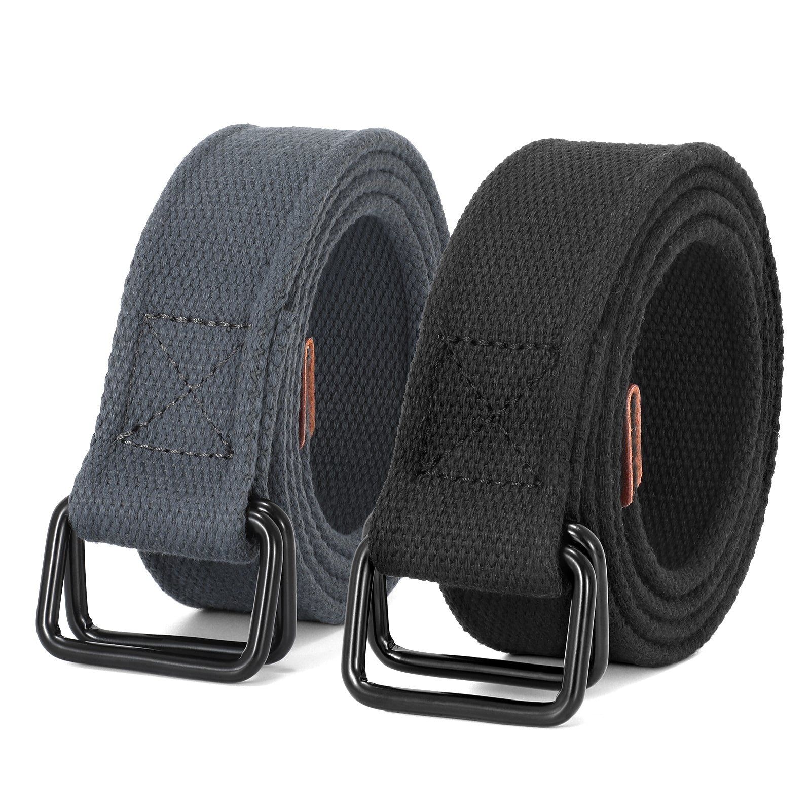 2pcs Men's Belt Kids Canvas Web Belt Football Belt with Double D-ring Buckle - JASGOOD OFFICIAL