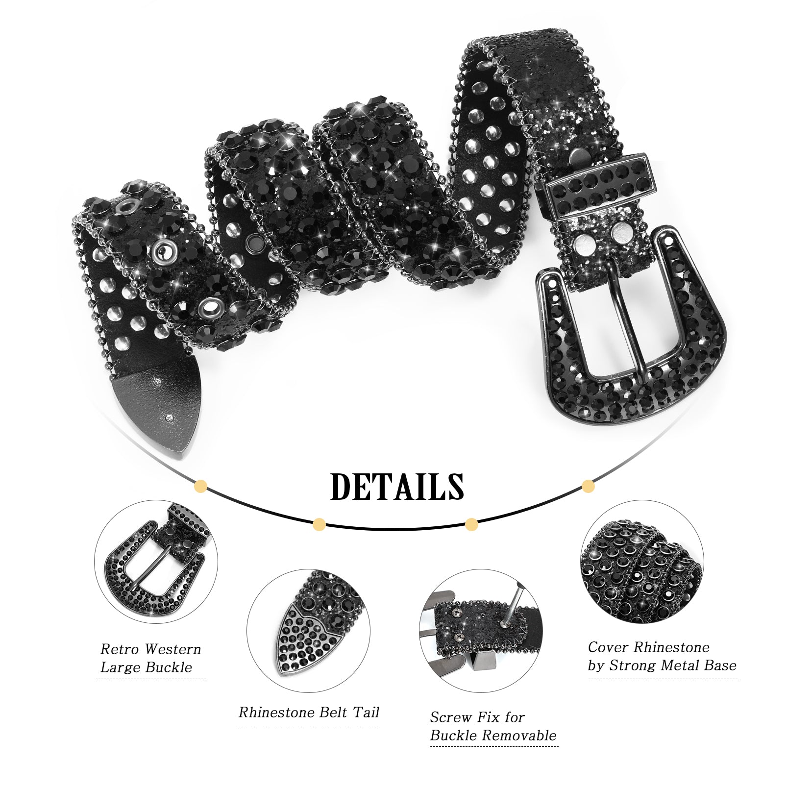 Shiny Crystal Rhinestone inlaid Women Men Unisex Belt Diamond Studded Western Cowboy Designer Belt - JASGOOD OFFICIAL