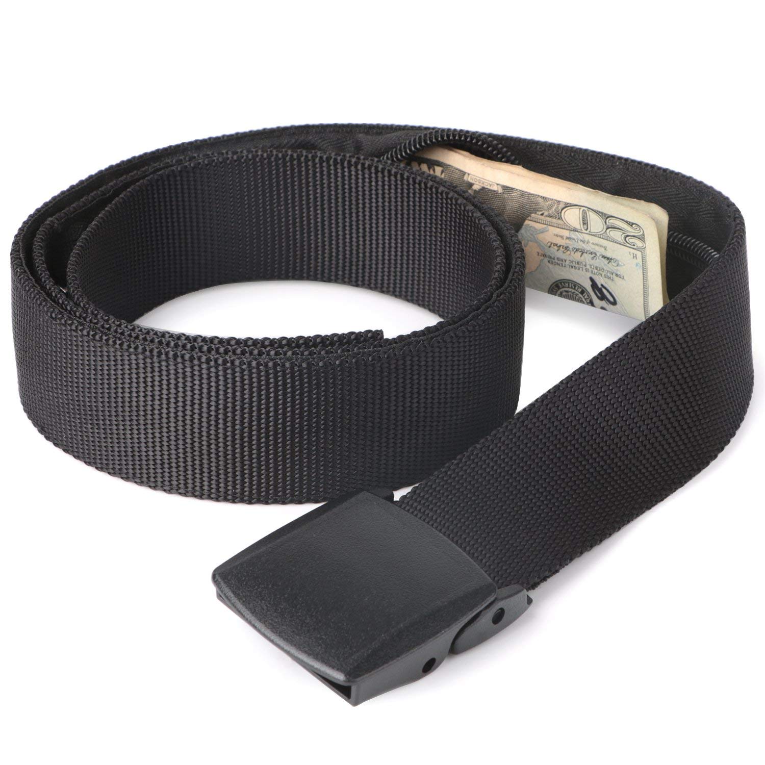 JASGOOD Travel Security Money Belt with Hidden Money Pocket - Cashsafe Anti-Theft Unisex Nickel free Nylon Belt