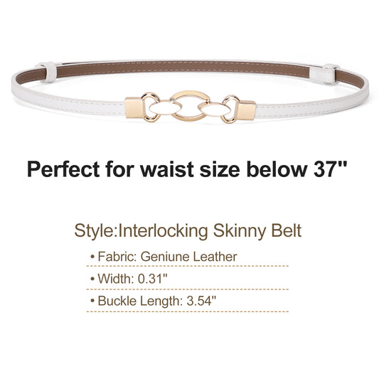 JASGOOD Women Skinny Leather Belt Adjustable Thin Waist Belt with Metal Buckle for Dress