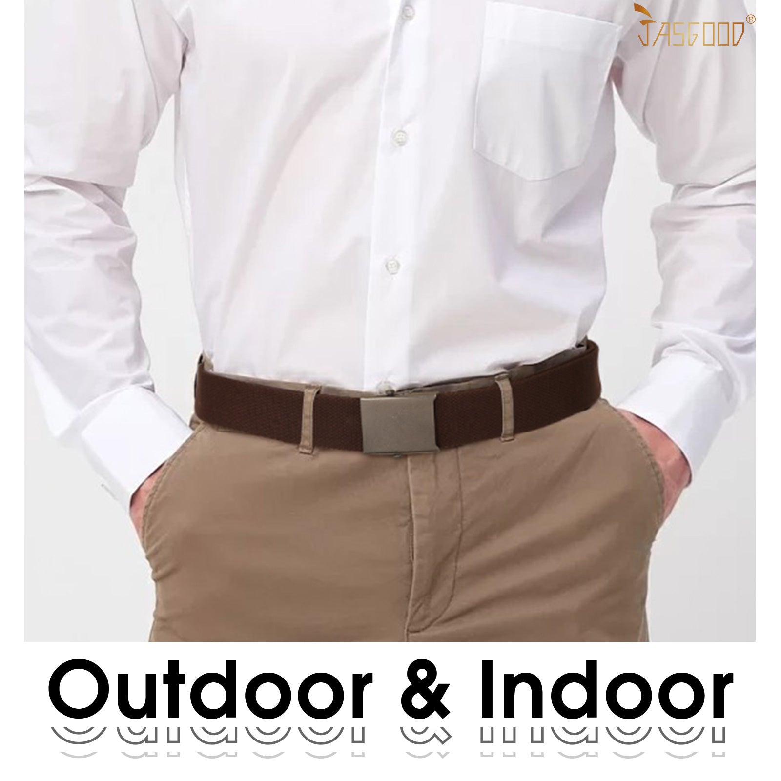 2PCS Men's Outdoor Plastic Belt with Removable Buckle Hiking Belt - JASGOOD OFFICIAL