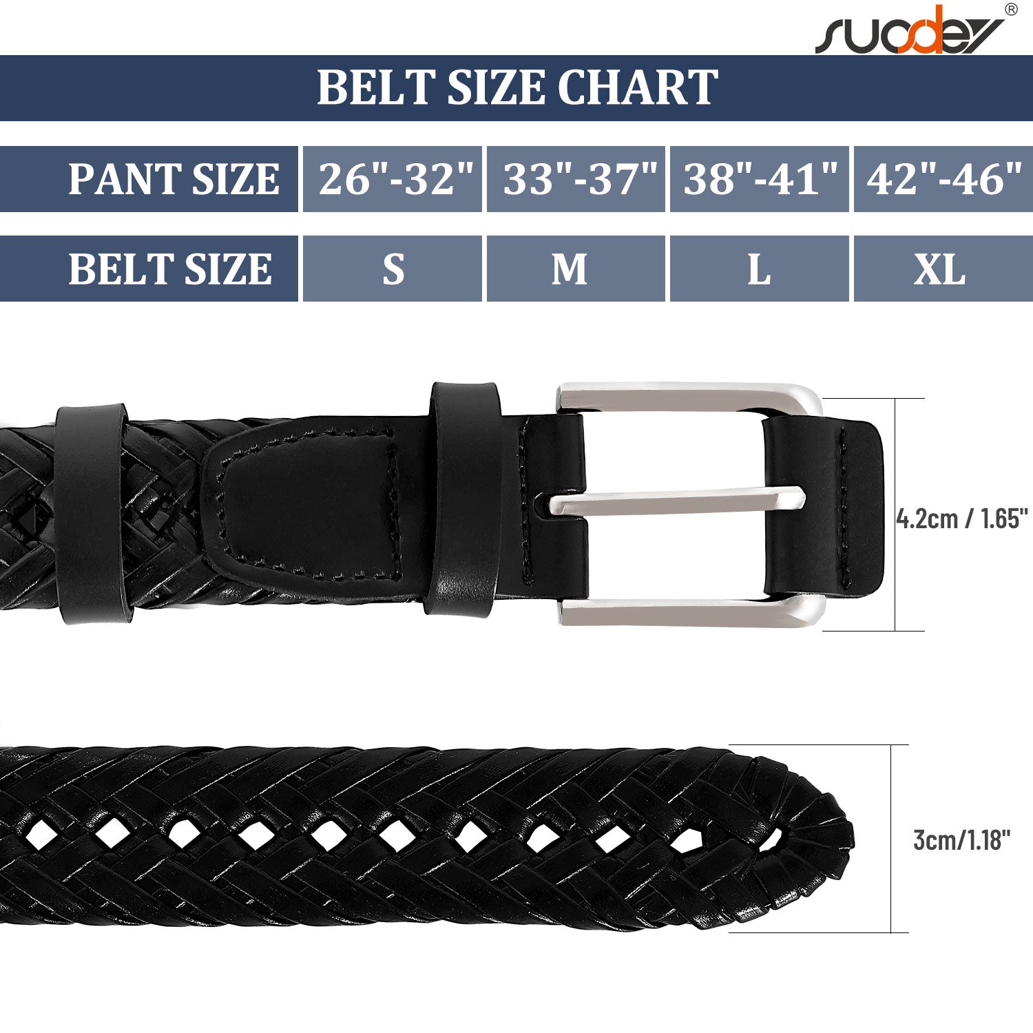 Men’s Leather Braided Belt Cowhide Leather Woven Belt for Jeans - JASGOOD OFFICIAL