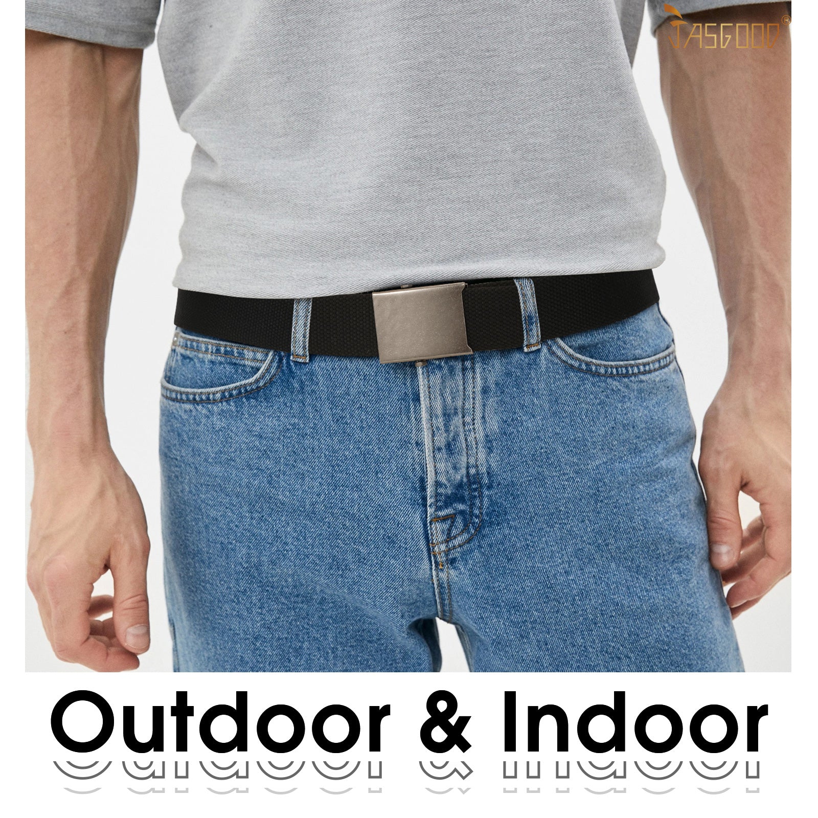 2PCS Men's Outdoor Plastic Belt with Removable Buckle Hiking Belt - JASGOOD OFFICIAL