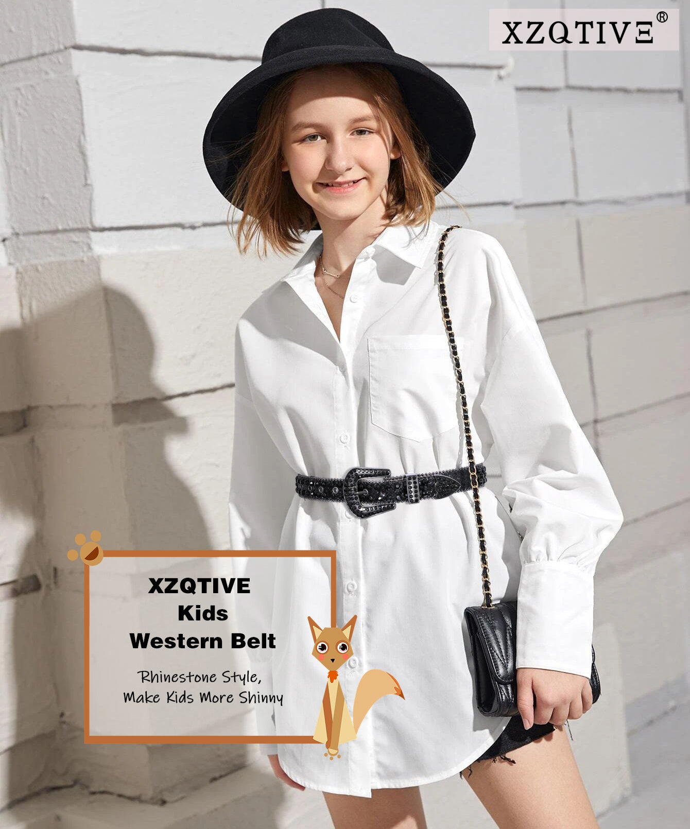 Kids Fashion Rhinestone Shiny Crystal Studded Leather Belts - JASGOOD OFFICIAL