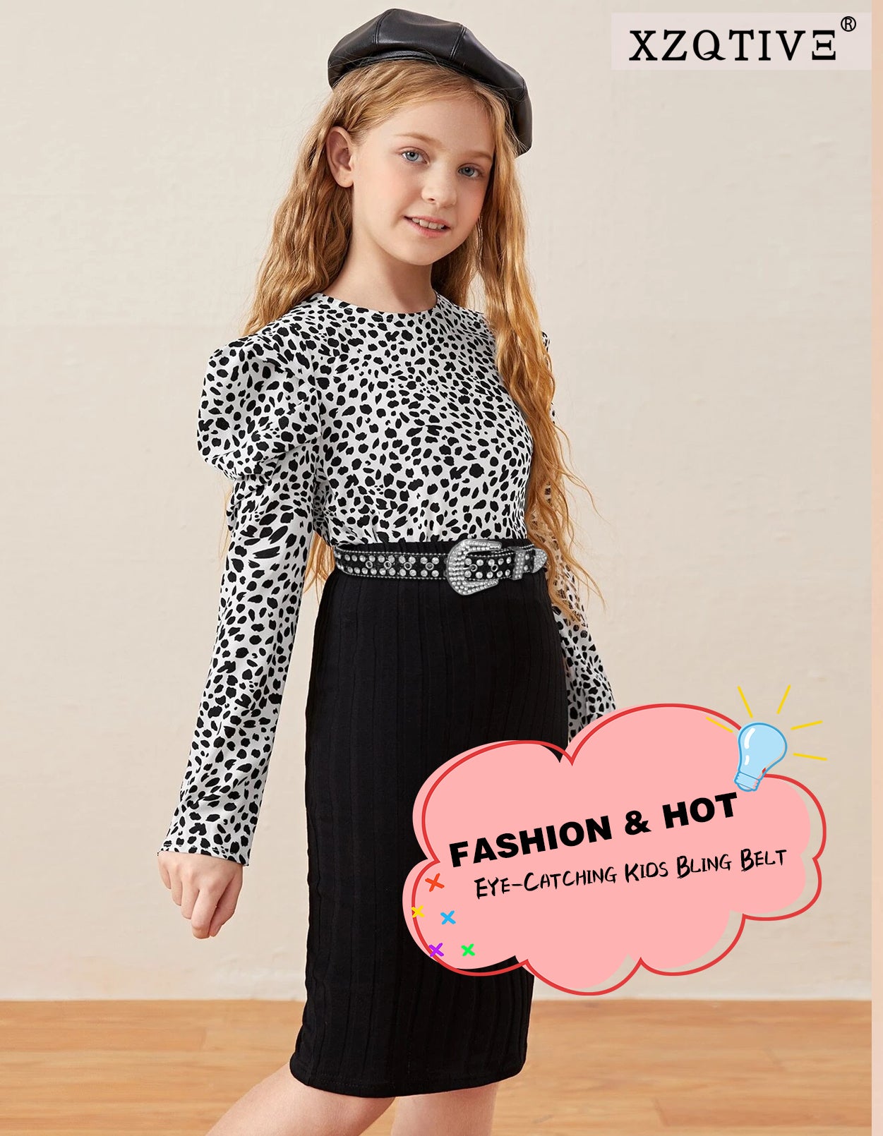 Kids Fashion Rhinestone Shiny Crystal Studded Leather Belts - JASGOOD OFFICIAL