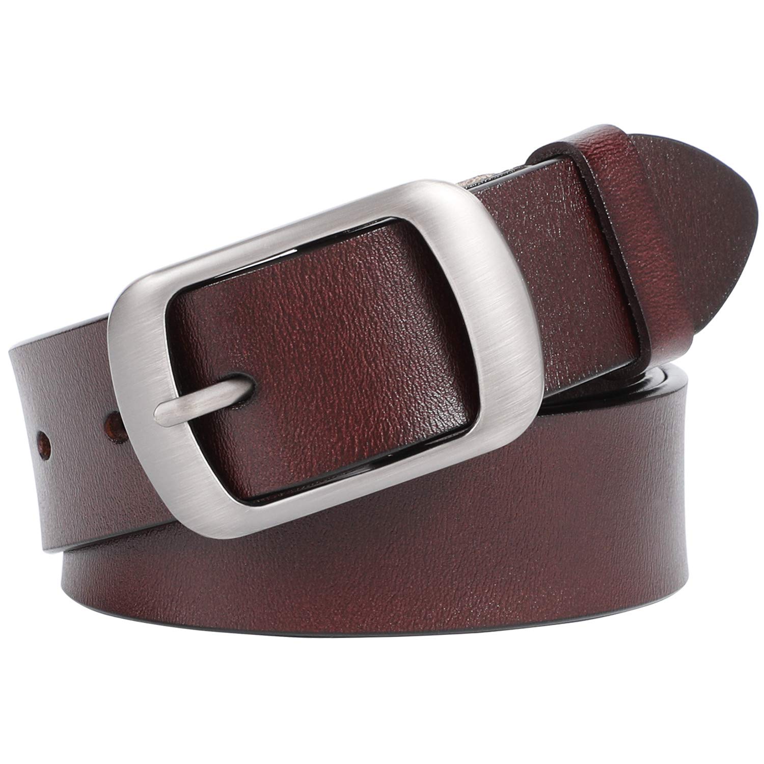Women Leather Belts for Jeans Pants Fashion Dress Belt for Women with Solid Pin Buckle - JASGOOD OFFICIAL