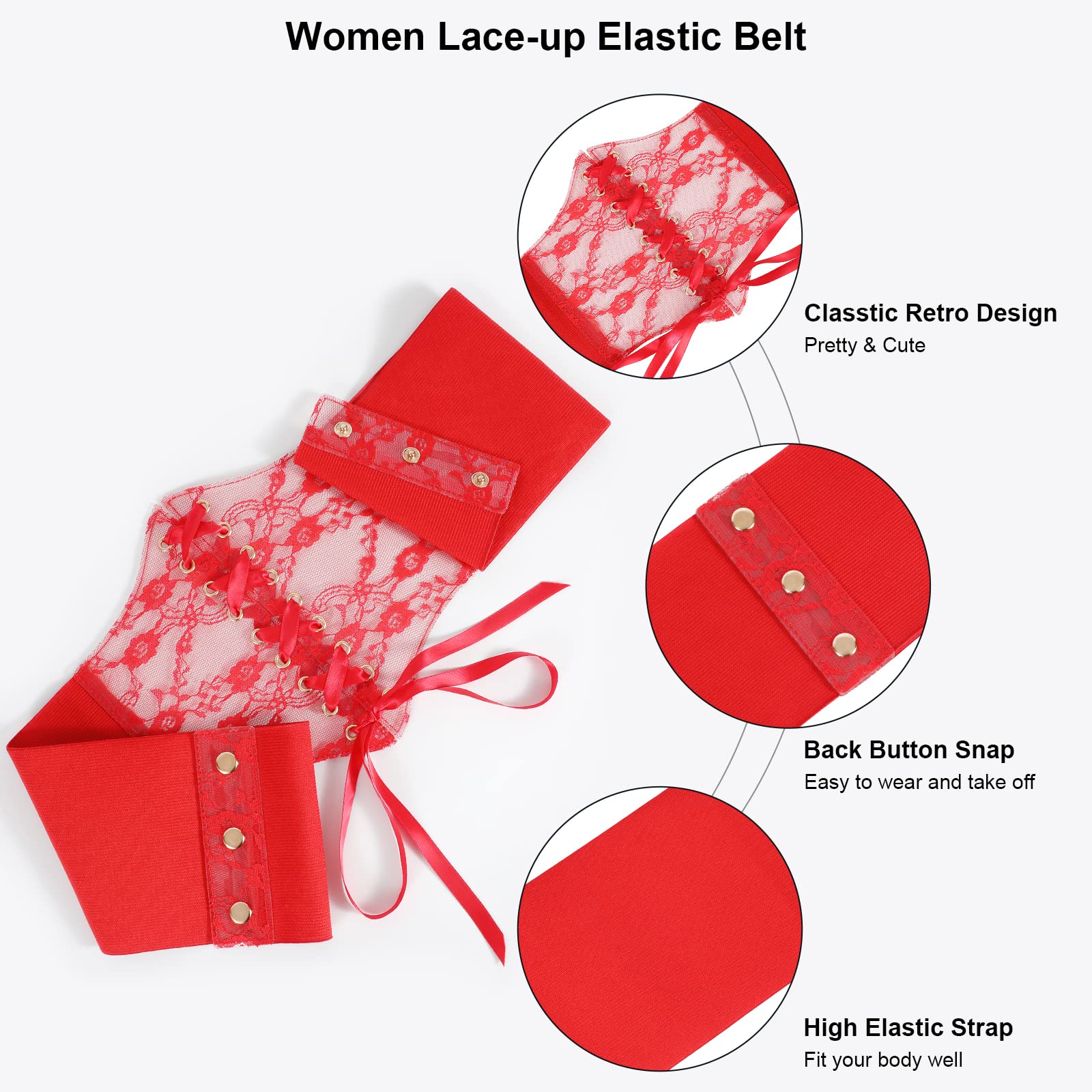 Women Lace-up Corset Waist Belt Transparent PVC Lace Crochet Elastic Wide Belt for Dress - JASGOOD OFFICIAL