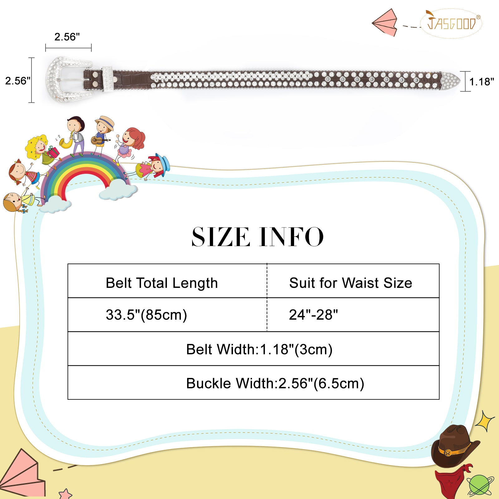 Rhinestone Belt for Men Women Western Cowboy Cowgirl Bling Studded Leather Belt for Jeans Pants - JASGOOD OFFICIAL