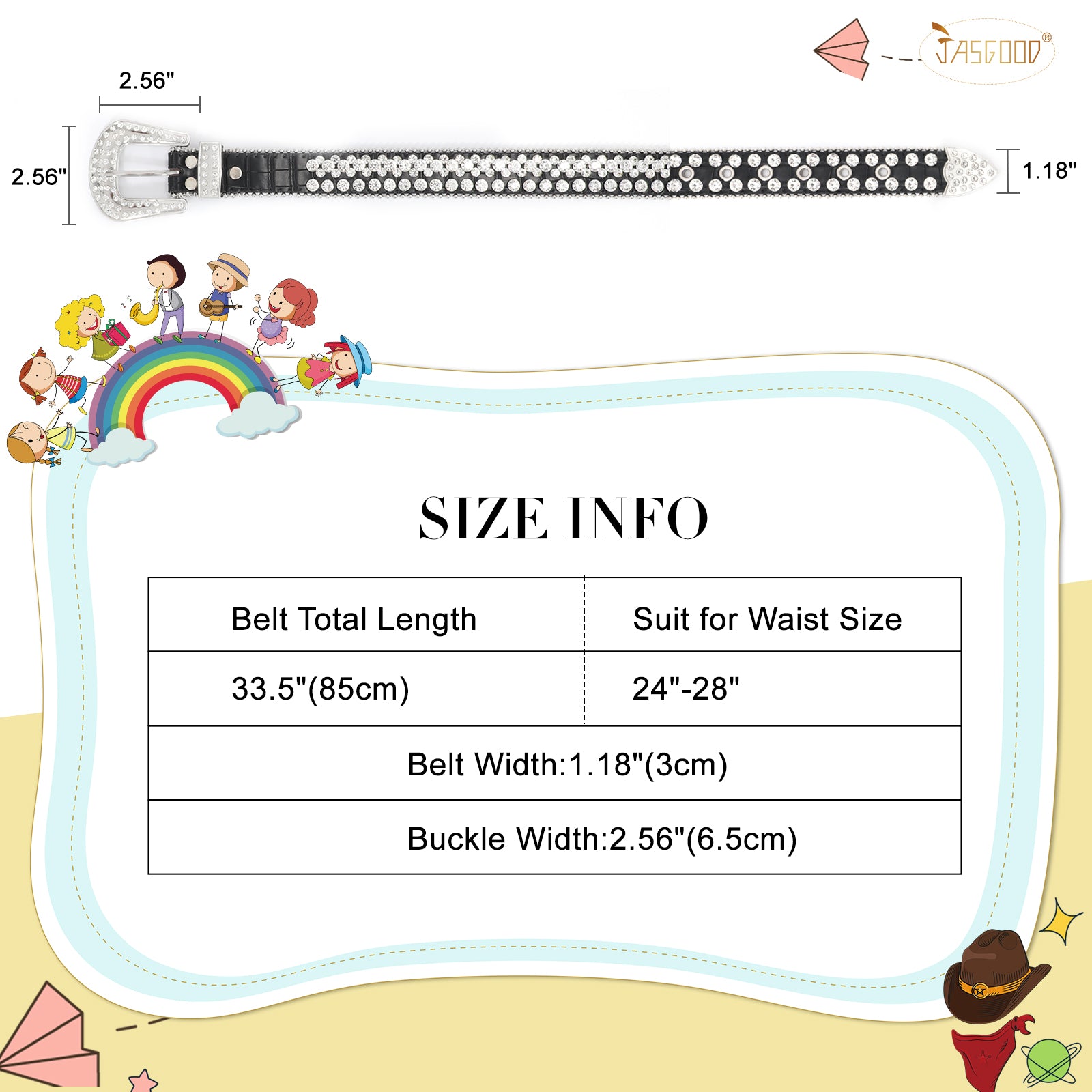 Rhinestone Belt for Men Women Western Cowboy Cowgirl Bling Studded Leather Belt for Jeans Pants - JASGOOD OFFICIAL