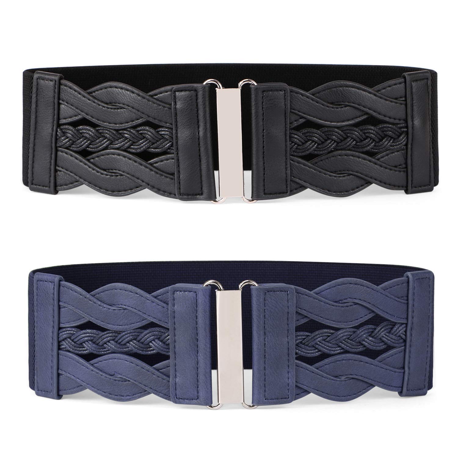 Women Stretchy Vintage Dress Belt Elastic Retro Wide Waist Cinch Belt by JASGOOD