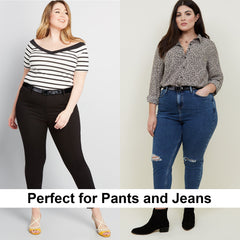 WERFORU Women Black Leather Belt Plus Size Polished Buckle for Jeans Pants 