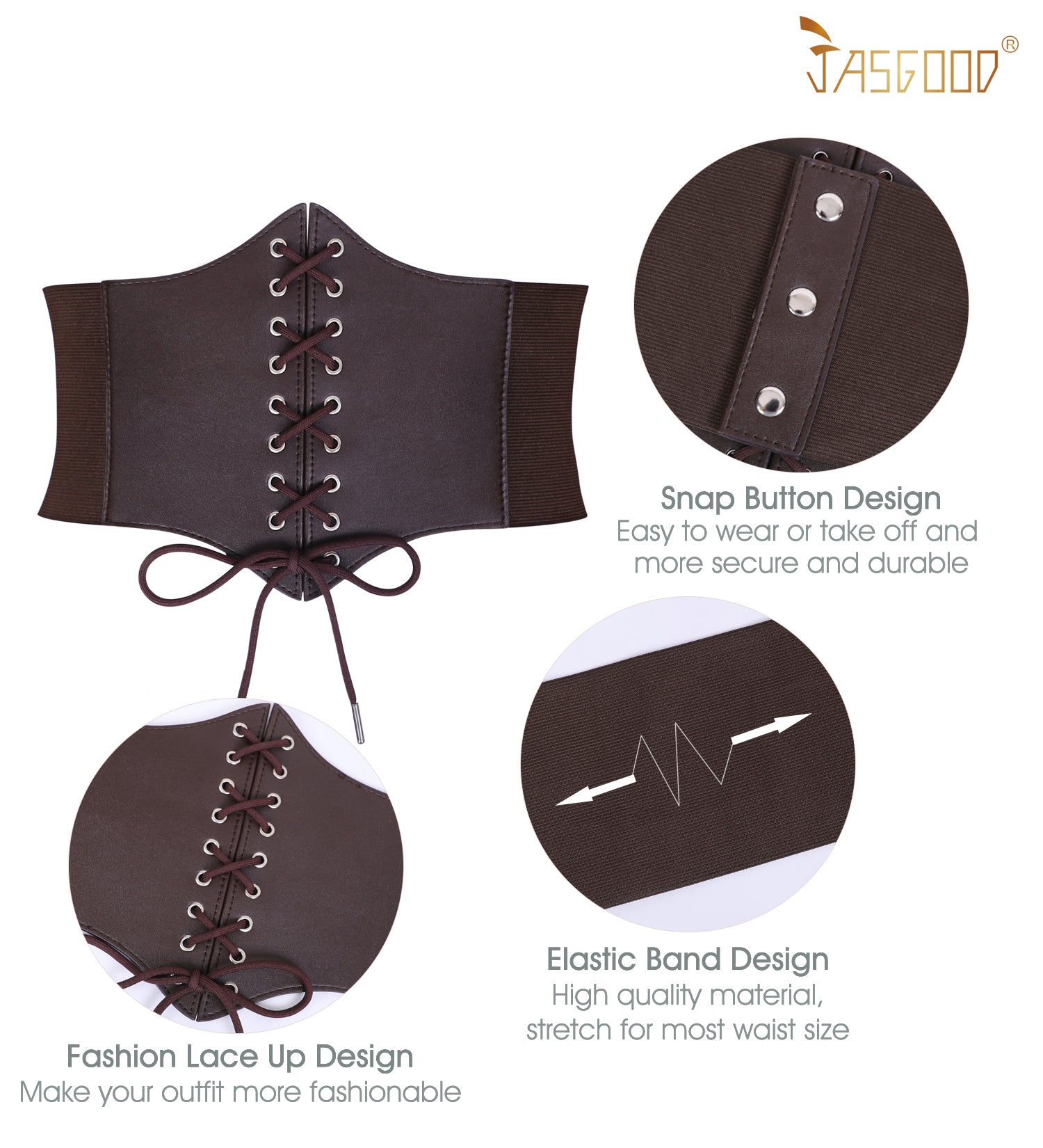 Women’s Elastic Costume Waist Belt Lace-up Tied Waspie Corset Belts for Women by JASGOOD - JASGOOD OFFICIAL