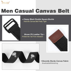 2pcs Men's Belt Kids Canvas Web Belt Football Belt with Double D-ring Buckle