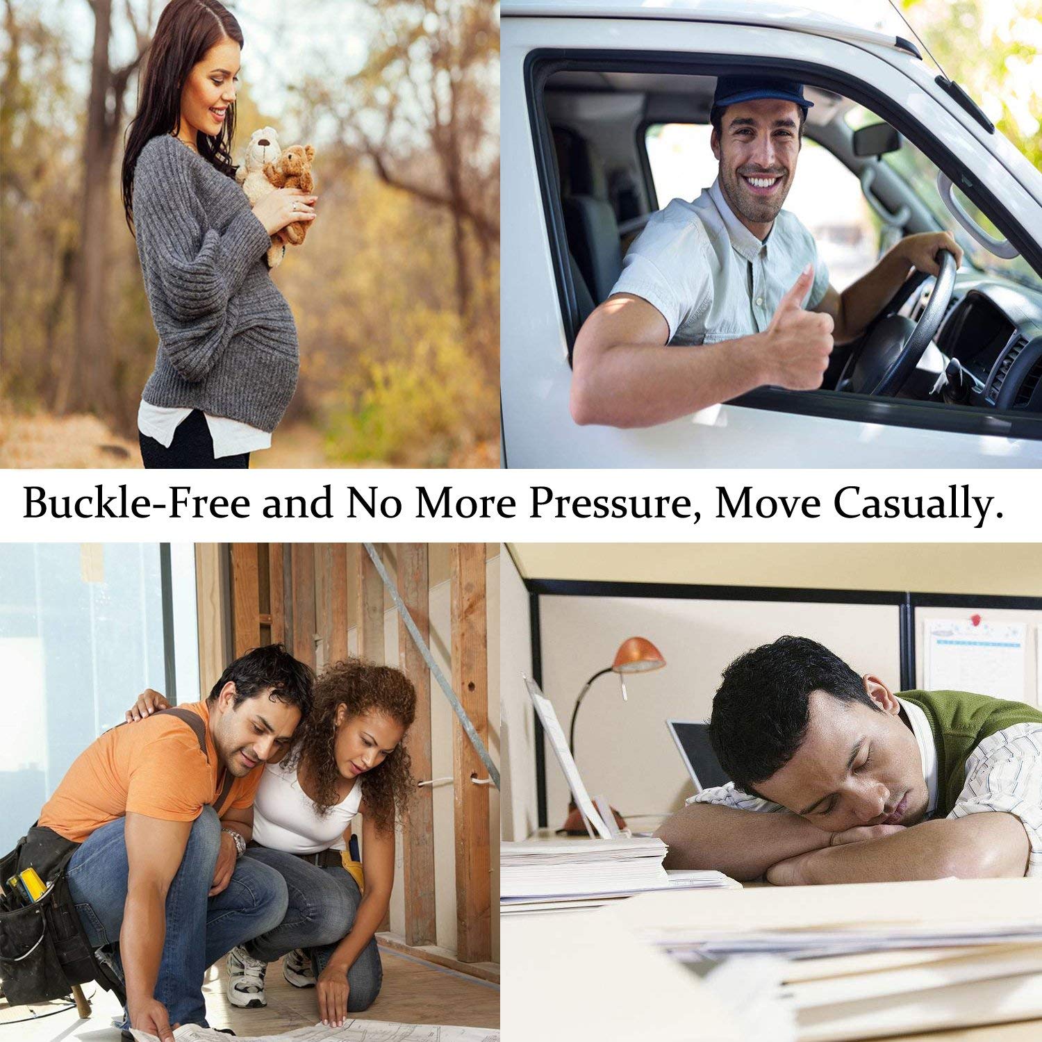 No Buckle Women/Men Invisible Belt Elastic Waist Belt Up to 48" for Jeans Pants Dresses