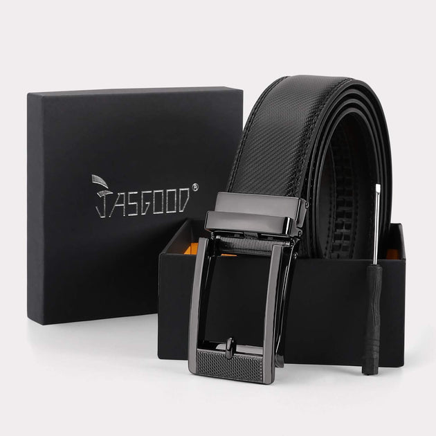 JASGOOD Men Ratchet Belt Strap Wide 30MM 1.18”,Replacement Leather Belt,Automatic  Belt Strap Without Buckle 