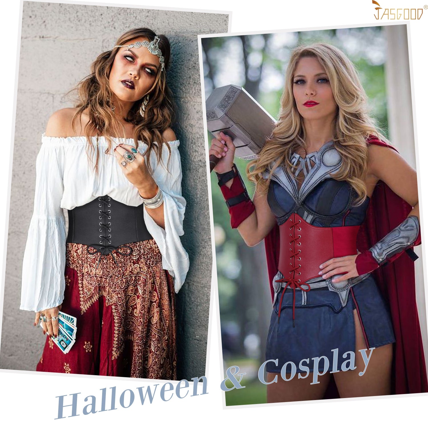 Women’s Elastic Costume Waist Belt Lace-up Tied Waspie Corset Belts for Women by JASGOOD - JASGOOD OFFICIAL