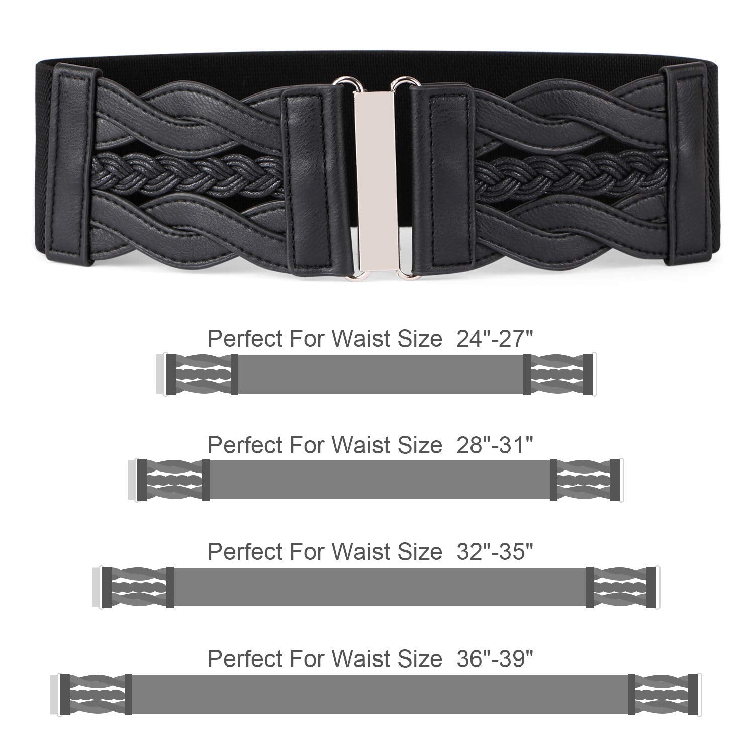 Women Stretchy Vintage Dress Belt Elastic Retro Wide Waist Cinch Belt by JASGOOD