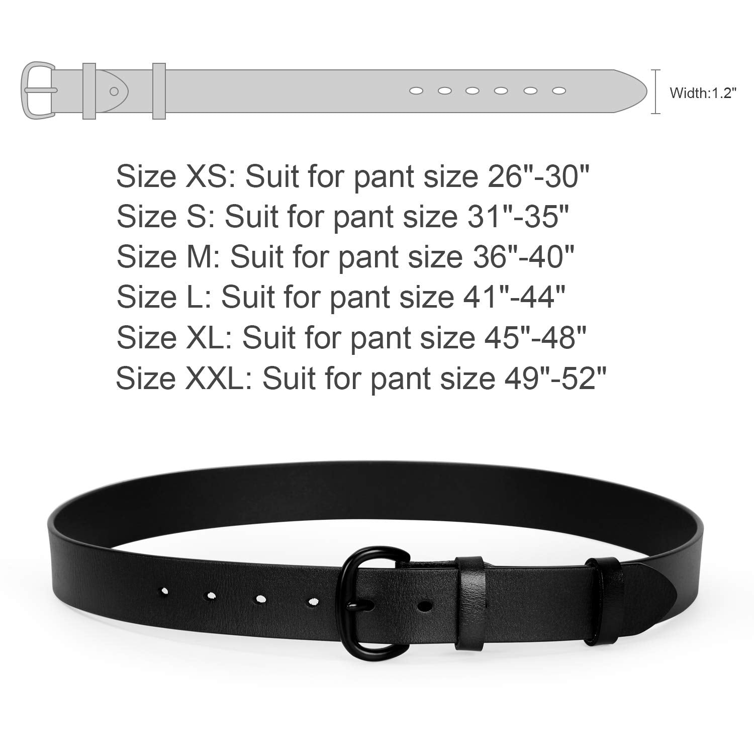 JASGOOD Women's Black Leather Jeans Belt Waist Casual Belt for Pants Shorts with Black Metal Buckle - JASGOOD OFFICIAL