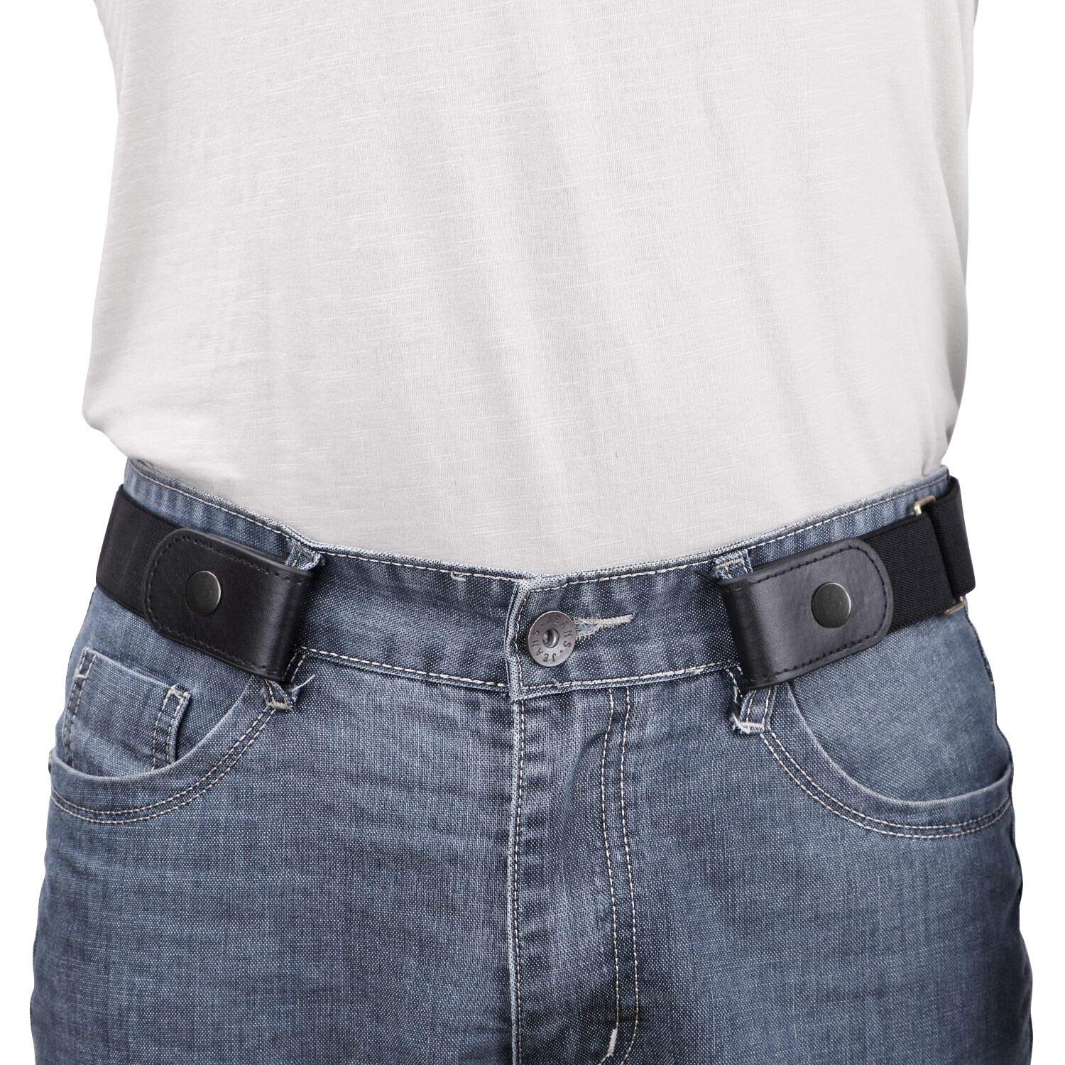 No Buckle Show Belt for Men Buckle Free Stretch Belt for Jeans Pants 1.38 Inches Wide - JASGOOD OFFICIAL