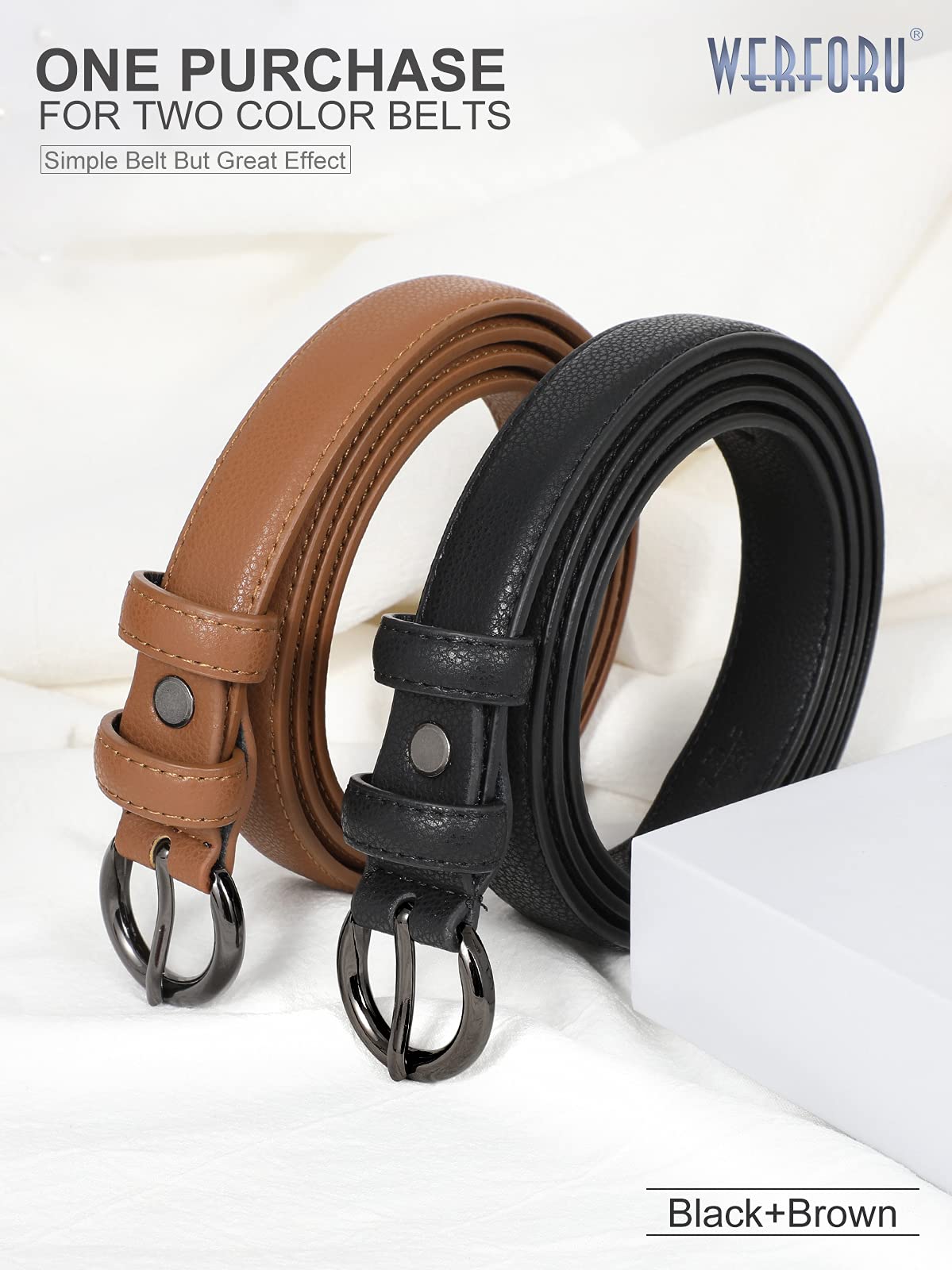 Women Leather Belt Waist Skinny Dress Belts Solid Pin Buckle Belt for Jeans Pants - JASGOOD OFFICIAL