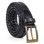 JASGOOD Men's Braided Leather Belt Braided Woven Belt for Men Casual Jeans with Solid Strap Single Prong Buckle - JASGOOD OFFICIAL