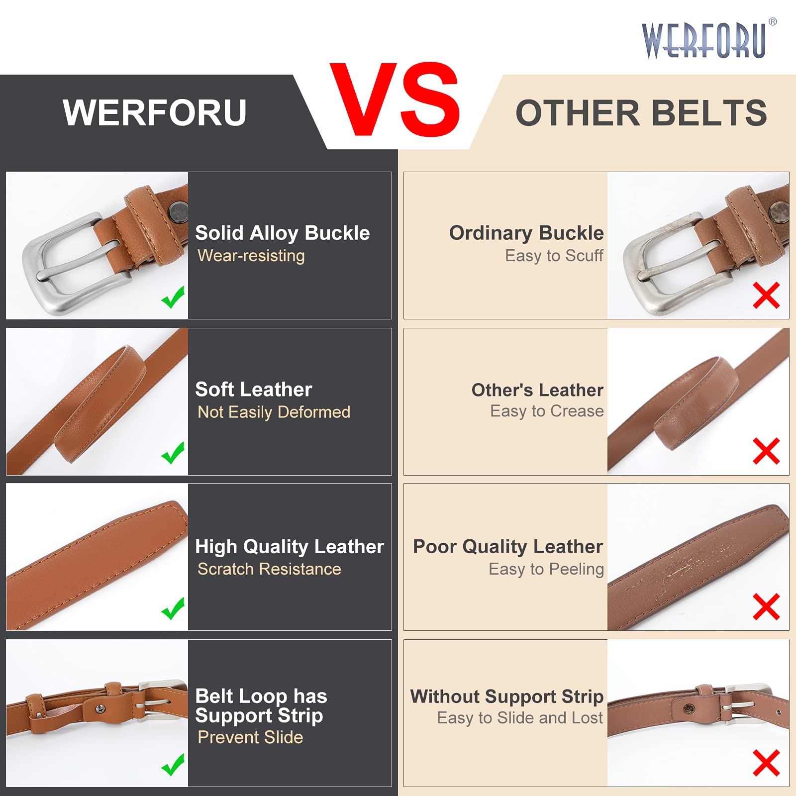 Women Leather Belt Waist Skinny Dress Belts Solid Pin Buckle Belt for Jeans Pants - JASGOOD OFFICIAL