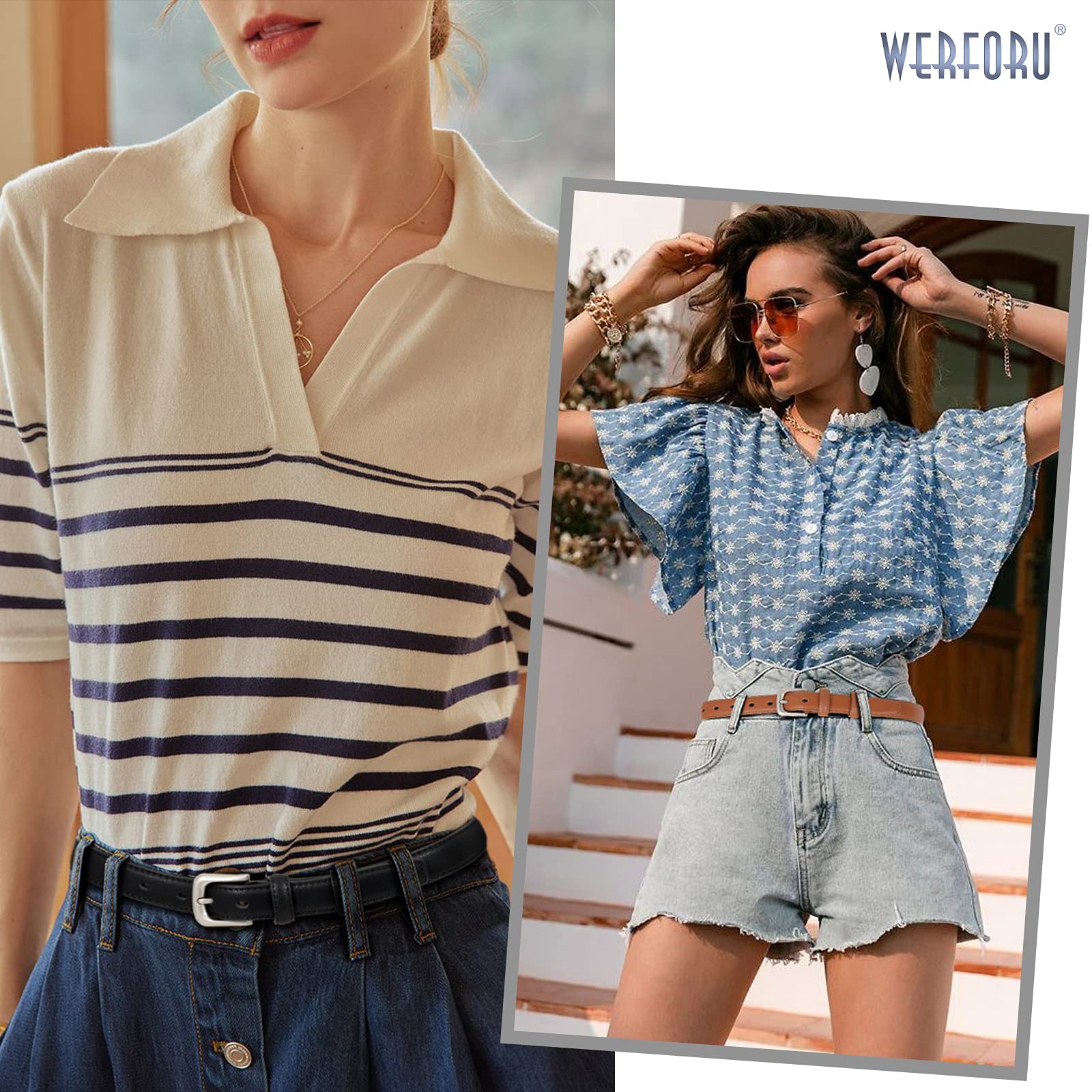 Women Leather Belt Waist Skinny Dress Belts Solid Pin Buckle Belt for Jeans Pants - JASGOOD OFFICIAL