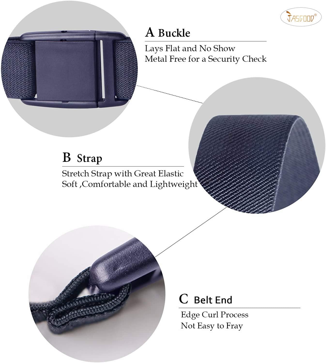 No Show Women Stretch Belt Invisible Elastic Web Strap Belt with Flat Buckle for Jeans Pants Dresses - JASGOOD OFFICIAL