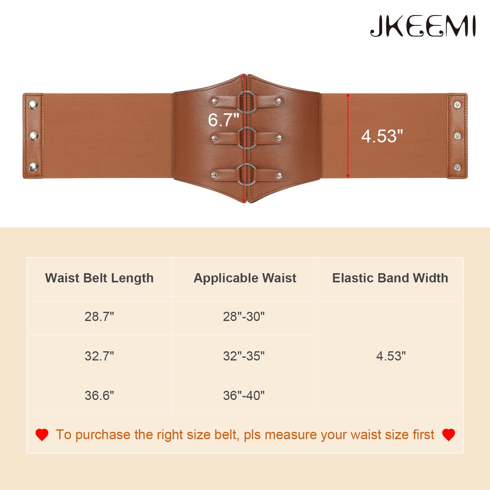 Women Corset Belt Metal O-Ring Decor Wide Elastic Belt for Daily Dress Cosplay Halloween Costumes - JASGOOD OFFICIAL