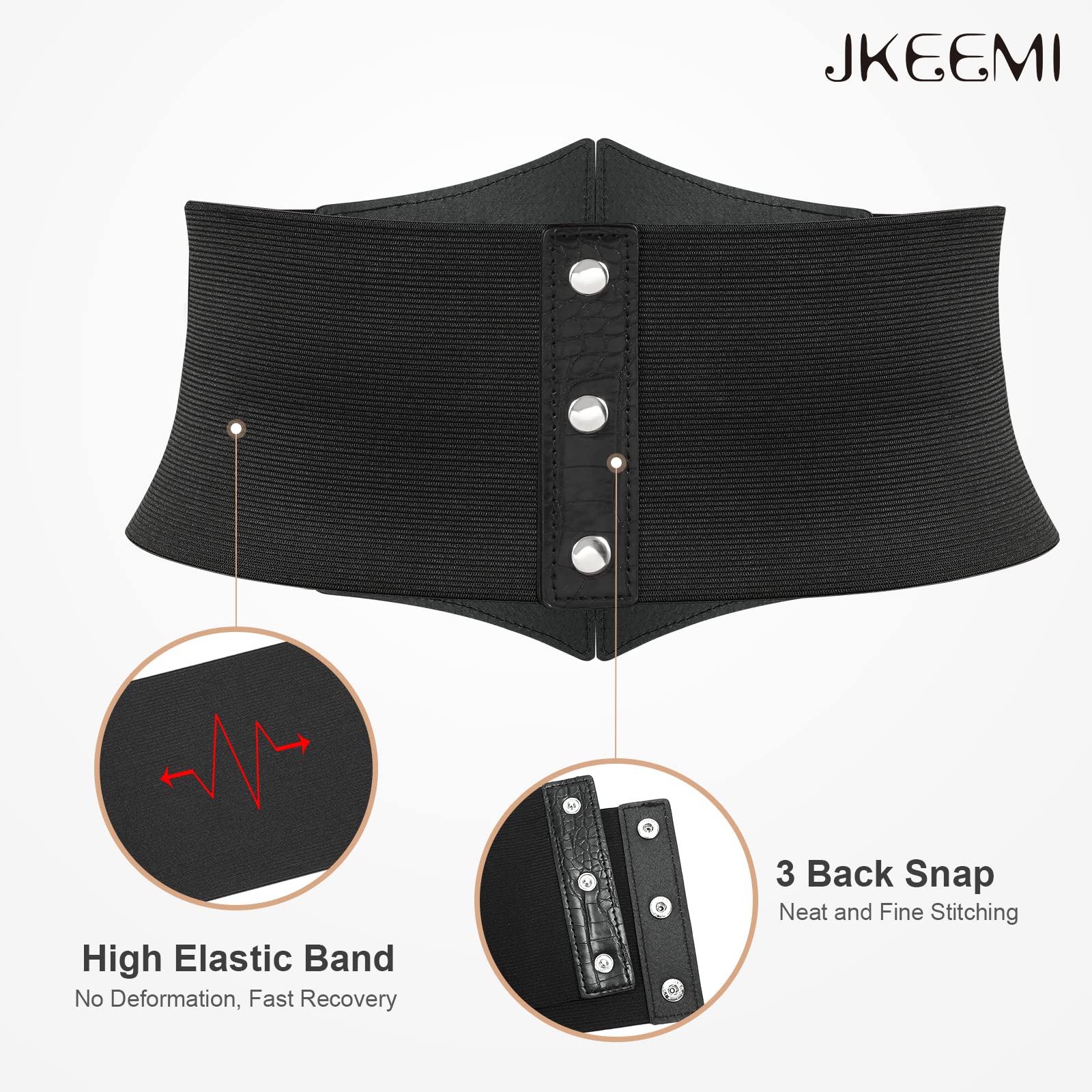 Women Corset Belt Metal O-Ring Decor Wide Elastic Belt for Daily Dress Cosplay Halloween Costumes - JASGOOD OFFICIAL