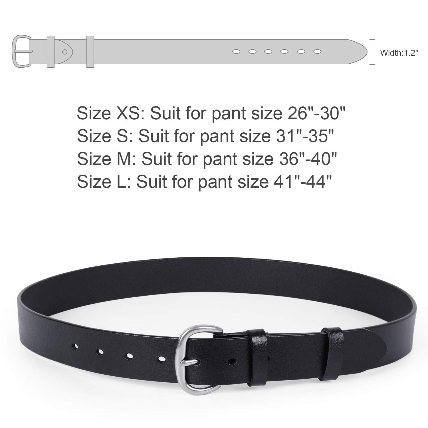 JASGOOD Women's Black Leather Jeans Belt Waist Casual Belt for Pants Shorts with Black Metal Buckle - JASGOOD OFFICIAL