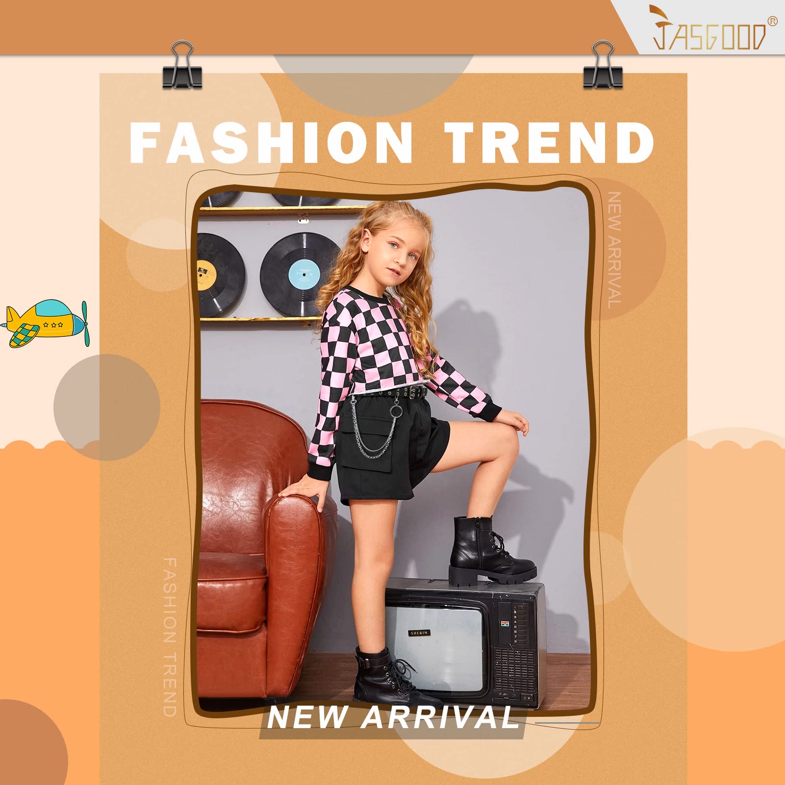 JASGOOD Kids Double Grommet Belt for Girls and Boys, PU Leather Kids Double Studded Holes Belt for Jeans Pants - JASGOOD OFFICIAL