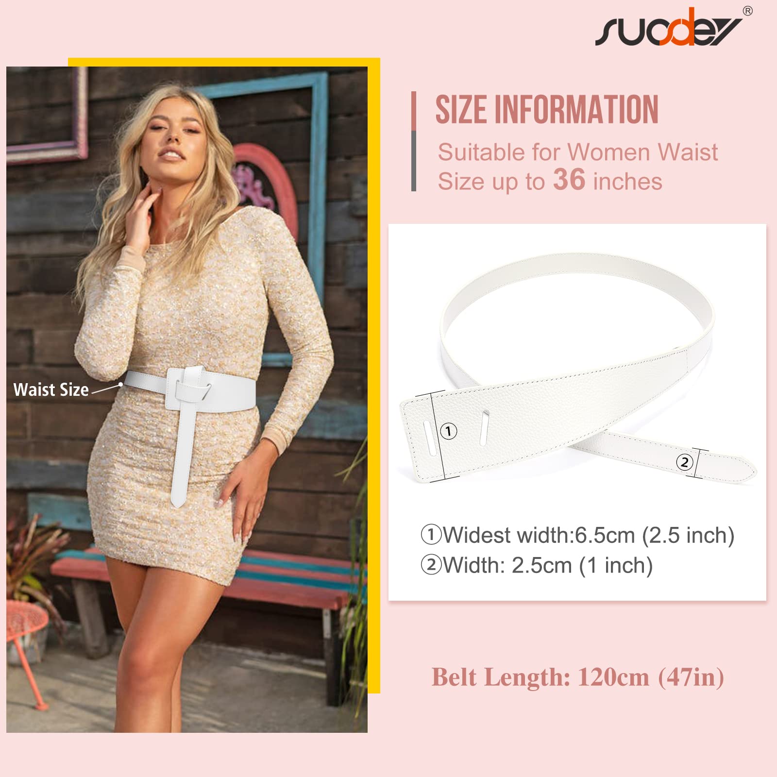 Women Leather Belt No Buckle Fashion Tie Knot Belt for Dress Women Cinch Cowhide Waist Leather Belt - JASGOOD OFFICIAL
