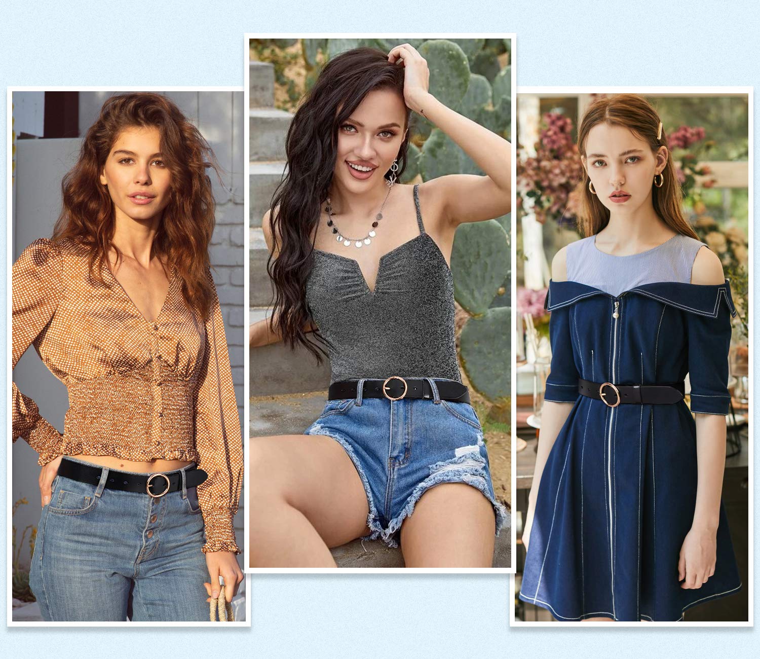 Women Casual Dress Belt Fashion Leather Belt with O Ring Buckle for Jeans Pants - JASGOOD OFFICIAL