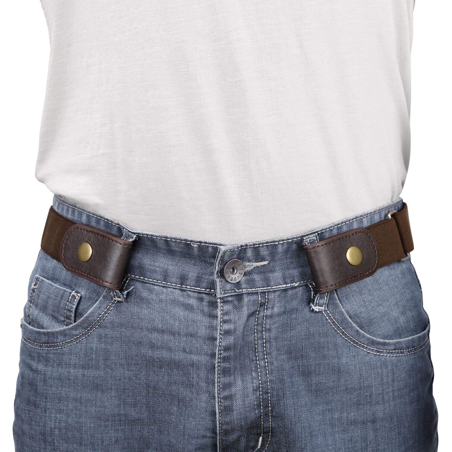 No Buckle Show Belt for Men Buckle Free Stretch Belt for Jeans Pants 1.38 Inches Wide - JASGOOD OFFICIAL