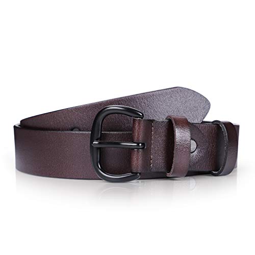 JASGOOD Women's Black Leather Jeans Belt Waist Casual Belt for Pants Shorts with Black Metal Buckle - JASGOOD OFFICIAL