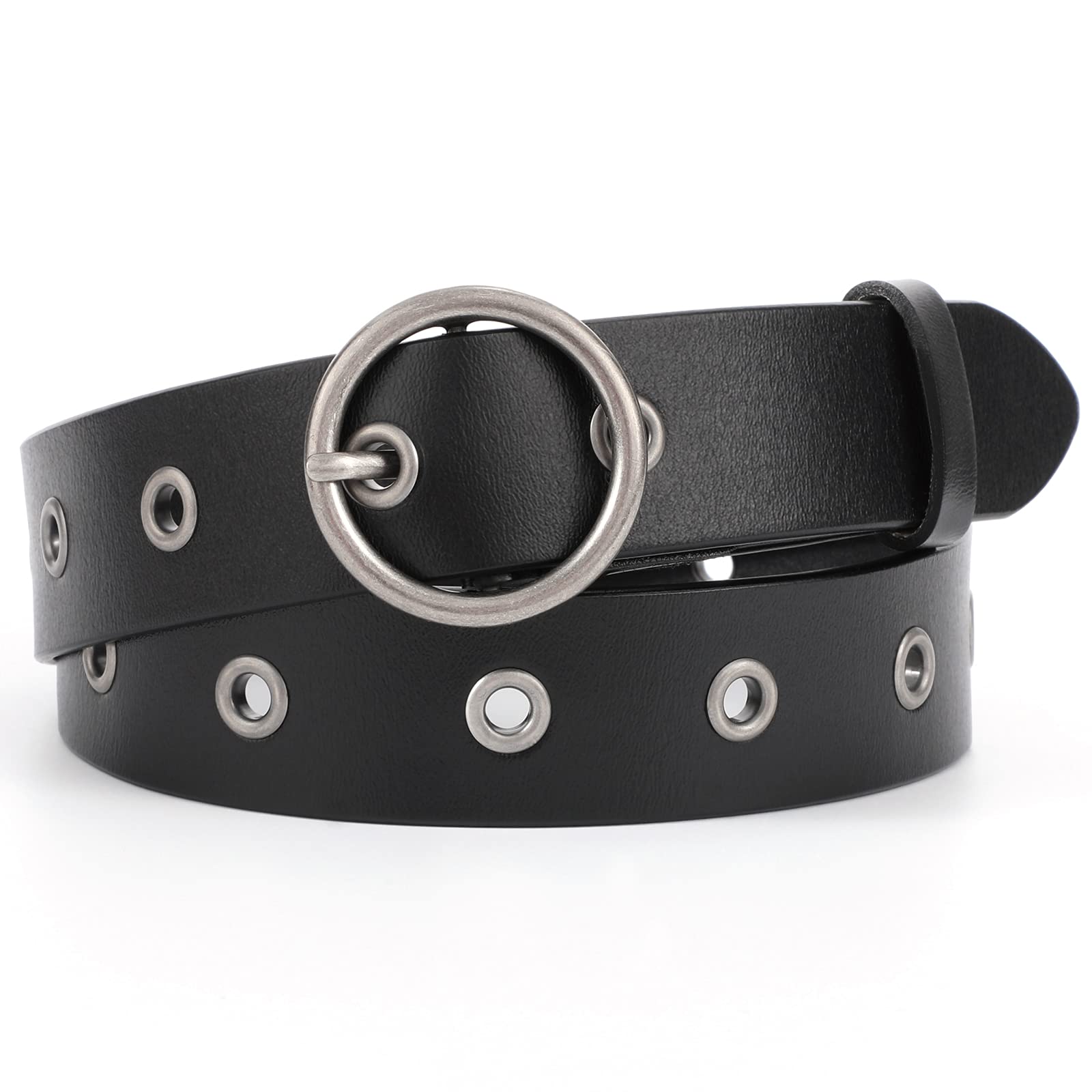 Women Casual Dress Belt Fashion Leather Belt with O Ring Buckle for Jeans Pants - JASGOOD OFFICIAL