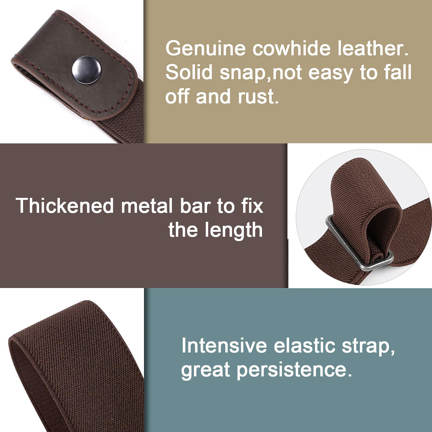 No Buckle Show Belt for Men Buckle Free Stretch Belt for Jeans Pants 1.38 Inches Wide - JASGOOD OFFICIAL