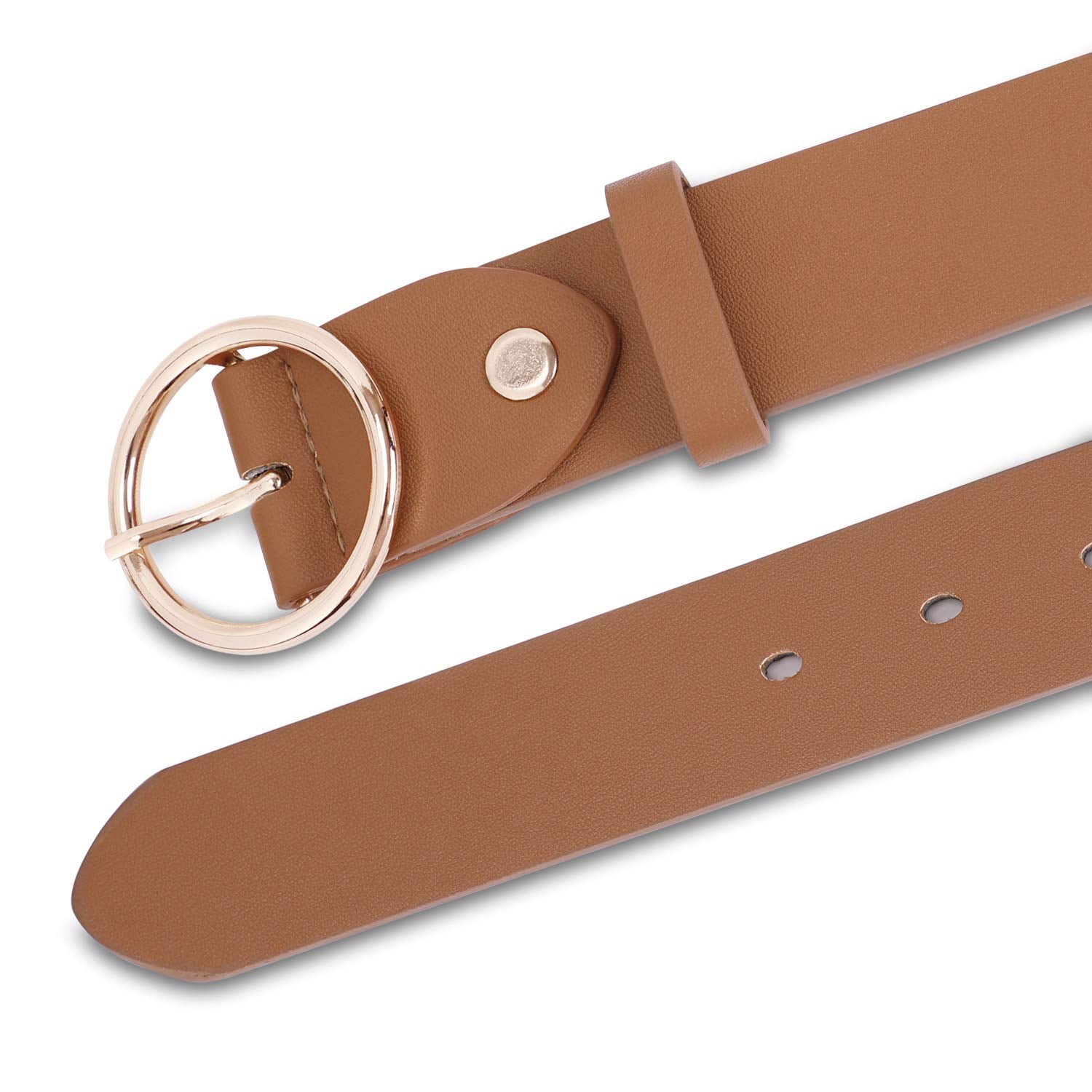 Women Casual Dress Belt Fashion Leather Belt with O Ring Buckle for Jeans Pants - JASGOOD OFFICIAL