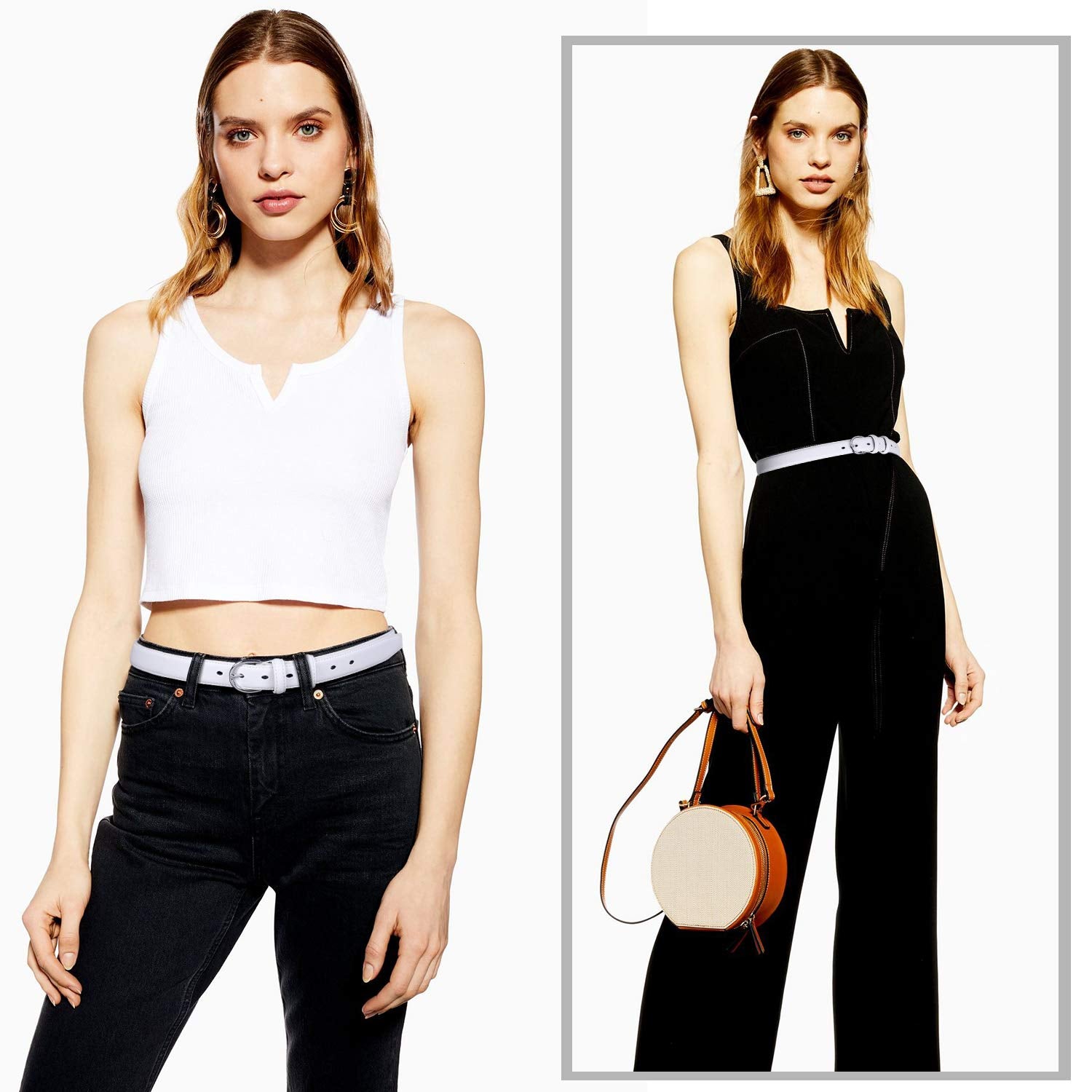 Women Leather Belt Skinny Dress Belt for Jeans Pants with Silver Buckle - JASGOOD OFFICIAL